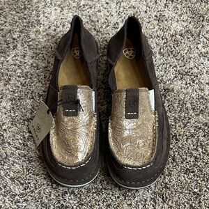 Ariat Brown and Gold Slip-On Shoes